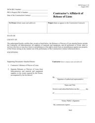 DCM Form C-19 &quot;Contractor's Affidavit of Release of Liens&quot; - Alabama