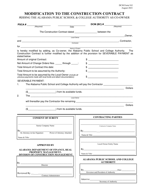 DCM Form 9-E  Printable Pdf