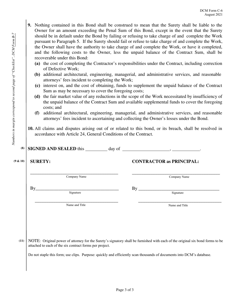DCM Form C-6 Performance Bond - Alabama, Page 3