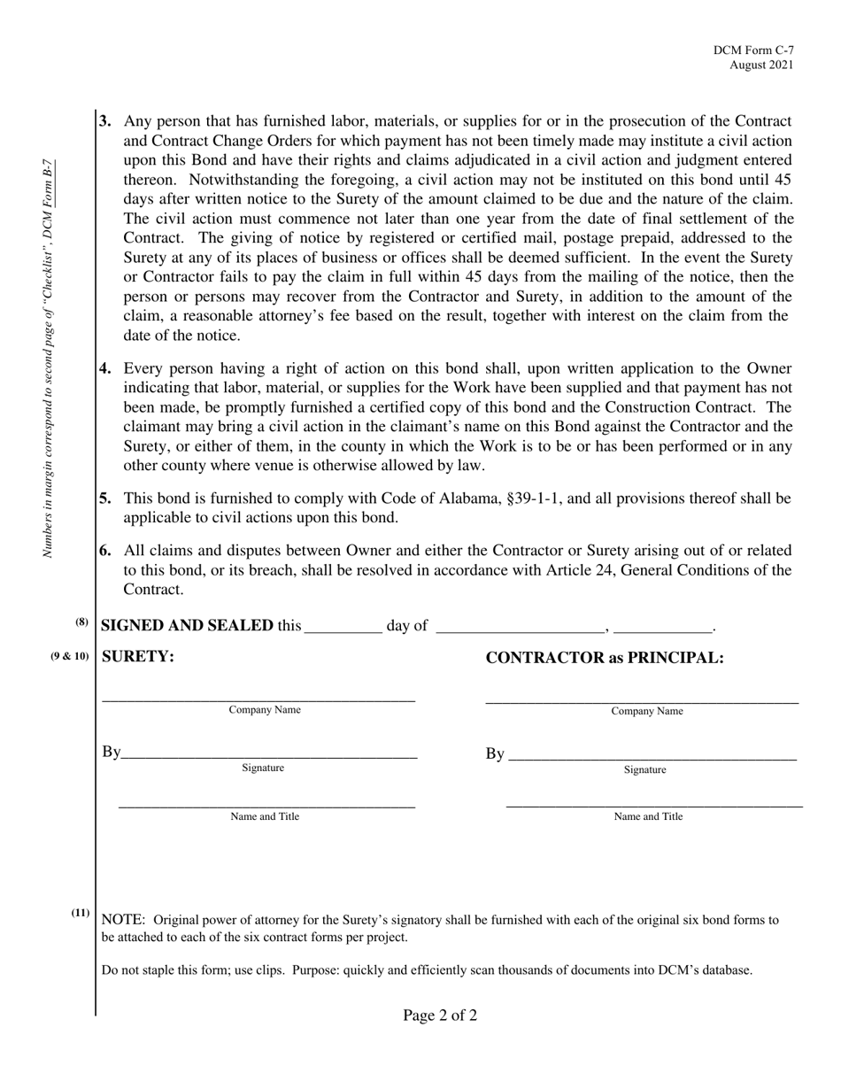 DCM Form C-7 - Fill Out, Sign Online and Download Fillable PDF, Alabama ...