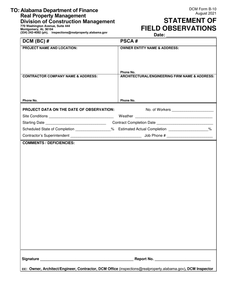 DCM Form B-10 - Fill Out, Sign Online And Download Fillable PDF ...