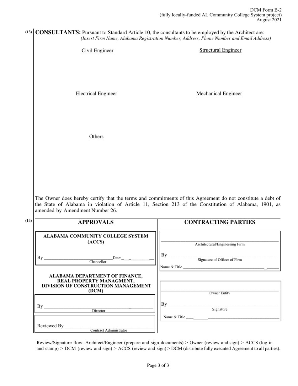 DCM Form B-2 Agreement Between Owner and Architect - Fully Locally-Funded Al Community College System Project - Alabama, Page 3