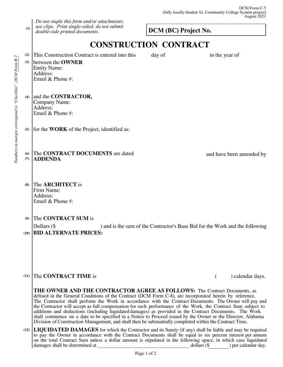 DCM Form C-5 - Fill Out, Sign Online and Download Fillable PDF, Alabama ...