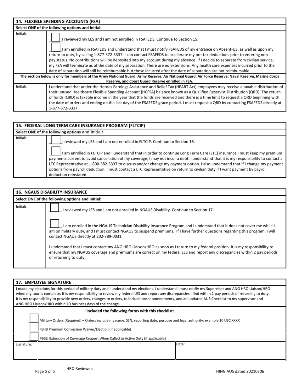 Checklist for Federal Employees Entering Extended Active Duty Under Userra - Hawaii, Page 5