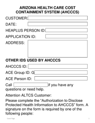 Document preview: Form DE-202 Authorization to Disclose Protected Health Information to Ahcccs - Large Print - Arizona