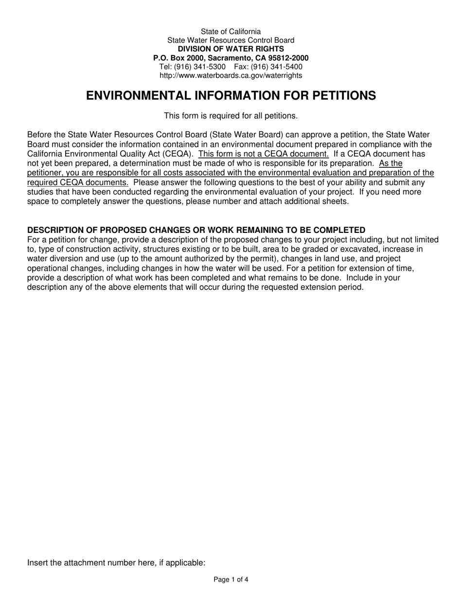 Environmental Information for Petitions - California, Page 1