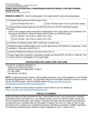 Form 2 (ED/CREB-162) Application for a Compression Ignition (Diesel) Portable Engine Registration - California, Page 2