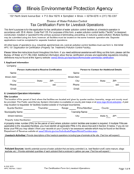 Form WPC785 (IL532 3070) Tax Certification Form for Livestock Operations - Illinois
