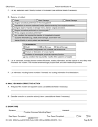 Form DH-MQA1030 Physician Office Adverse Incident Report - Florida, Page 2
