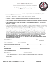 Form DH-MQA5002 Osteopathic Physician Application for Temporary Certificate for Active Duty Military and Veterans Practicing in Areas of Critical Need - Florida, Page 17