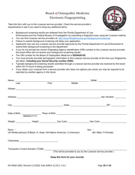 Form DH-MQA5002 Osteopathic Physician Application for Temporary Certificate for Active Duty Military and Veterans Practicing in Areas of Critical Need - Florida, Page 20