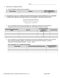 Form DH-MQA5002 Osteopathic Physician Application for Temporary Certificate for Active Duty Military and Veterans Practicing in Areas of Critical Need - Florida, Page 6