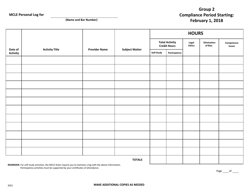 California Mcle Personal Log (Group 2) - Fill Out, Sign Online and ...