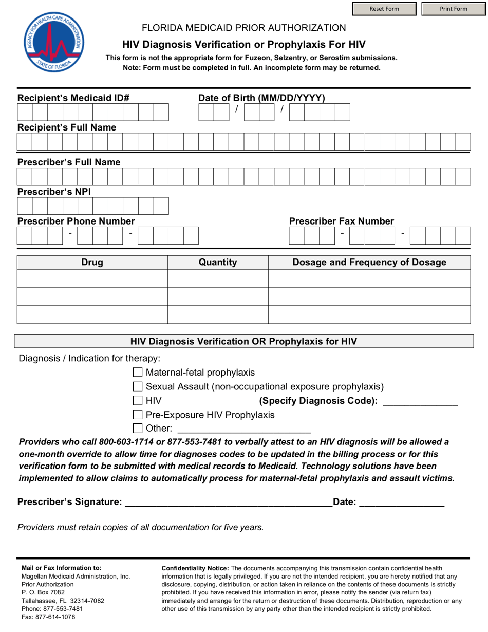 HIV Diagnosis Verification or Prophylaxis for Hiv - Florida, Page 1