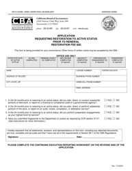 Application Requesting Restoration to Active Status Prior to Renewal - California, Page 3