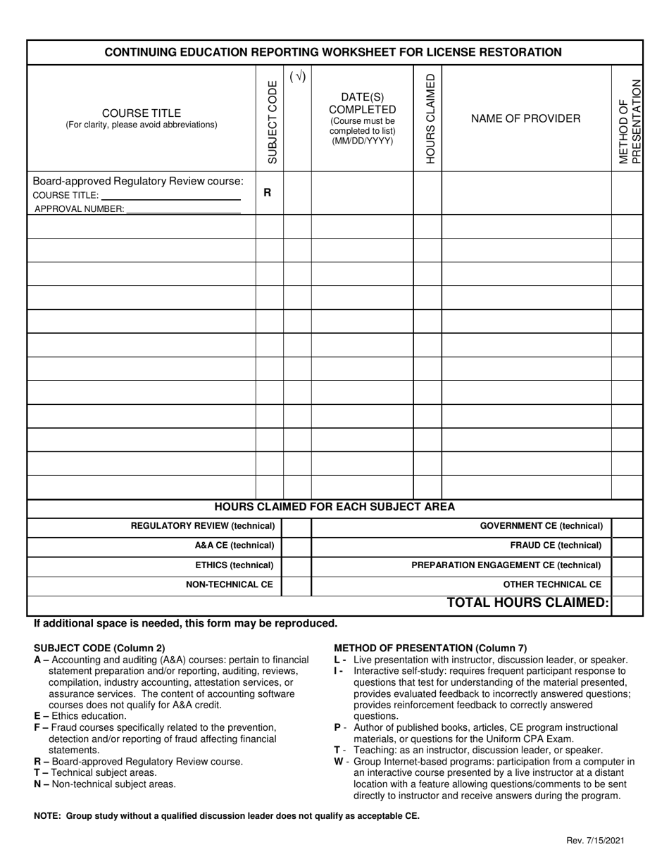 Application Requesting Restoration to Active Status Prior to Renewal - California, Page 4