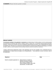 Medical Consultant Program Original Application - California, Page 4
