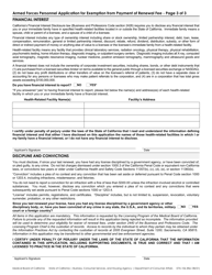 Form 07A-106 Armed Forces Personnel Application for Exemption From Payment of Renewal Fee - California, Page 3