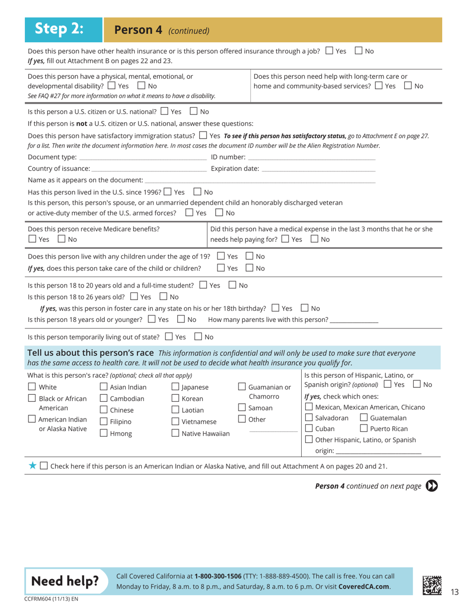 Form CCFRM604 Application for Health Insurance - California, Page 14