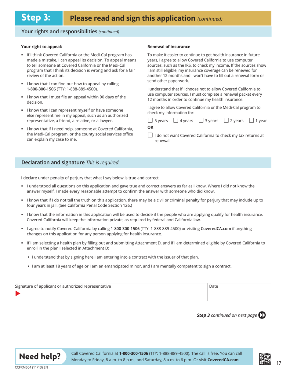 Form CCFRM604 Application for Health Insurance - California, Page 18