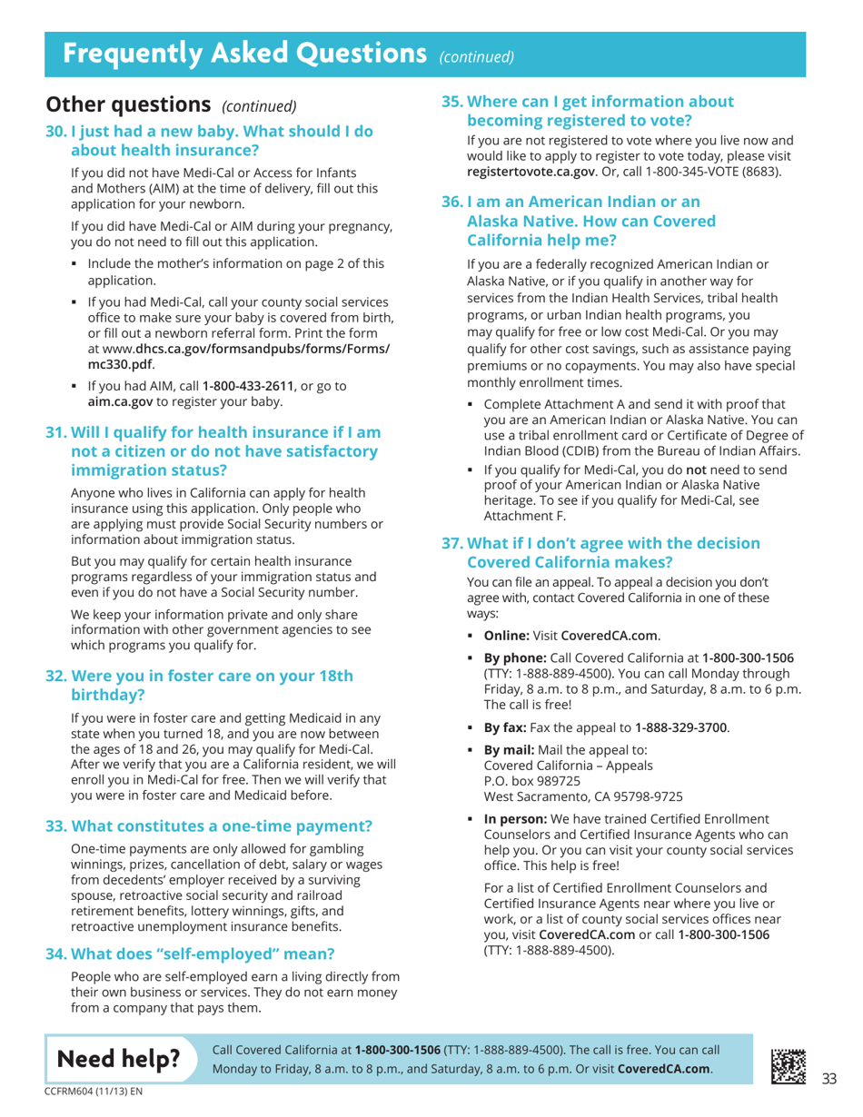 Form CCFRM604 Application for Health Insurance - California, Page 34