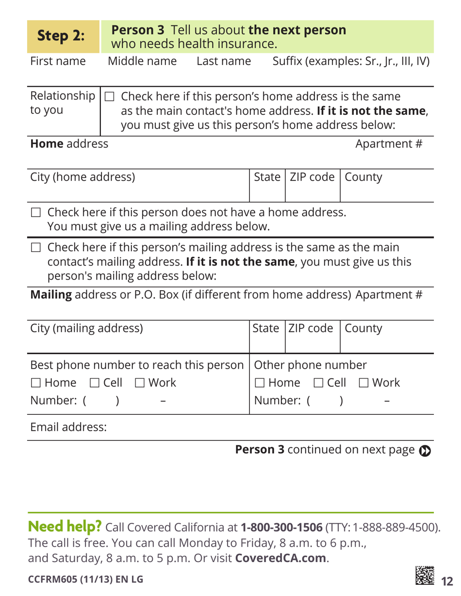 Form CCFRM605 Large Print Application for Private Health Insurance - California, Page 14