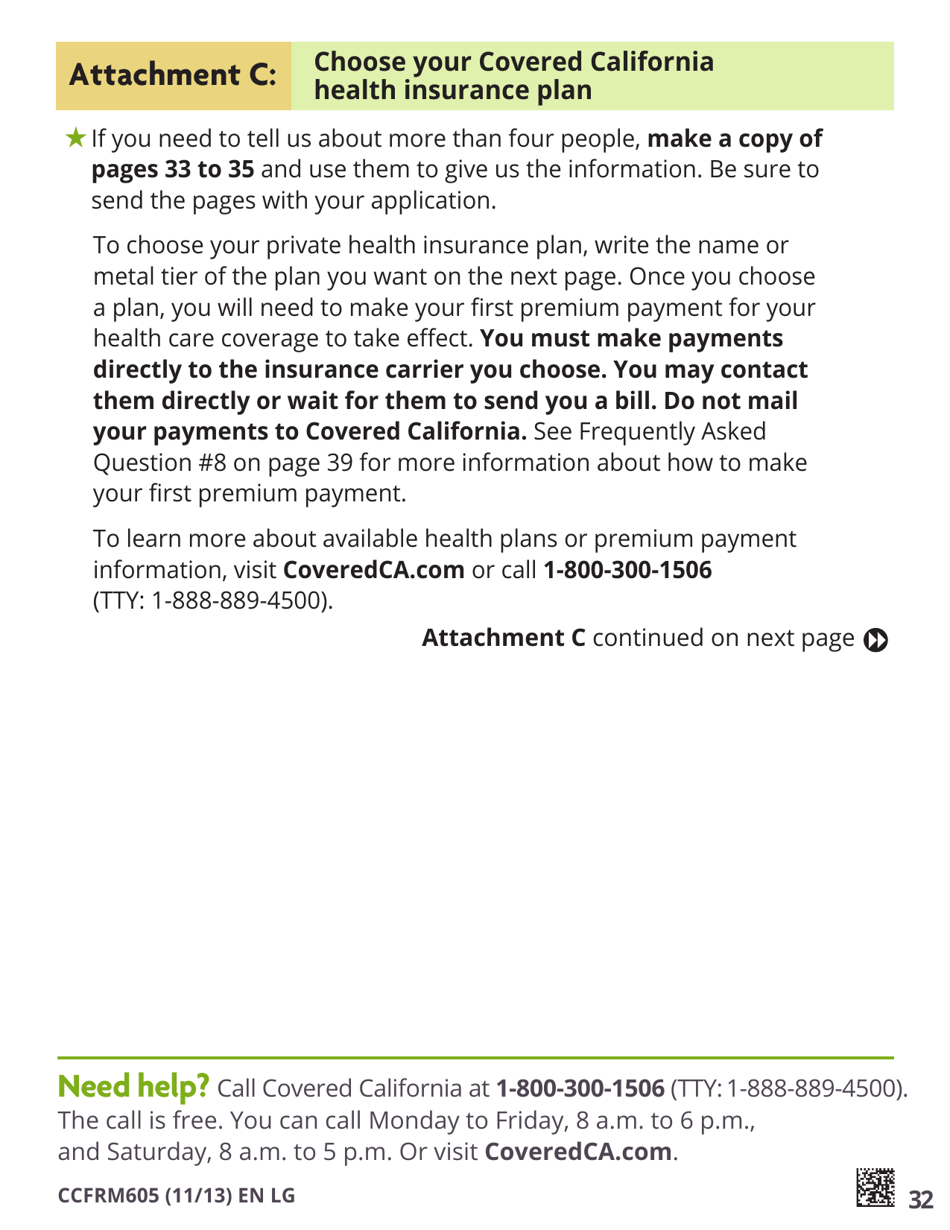 Form CCFRM605 Large Print Application for Private Health Insurance - California, Page 34