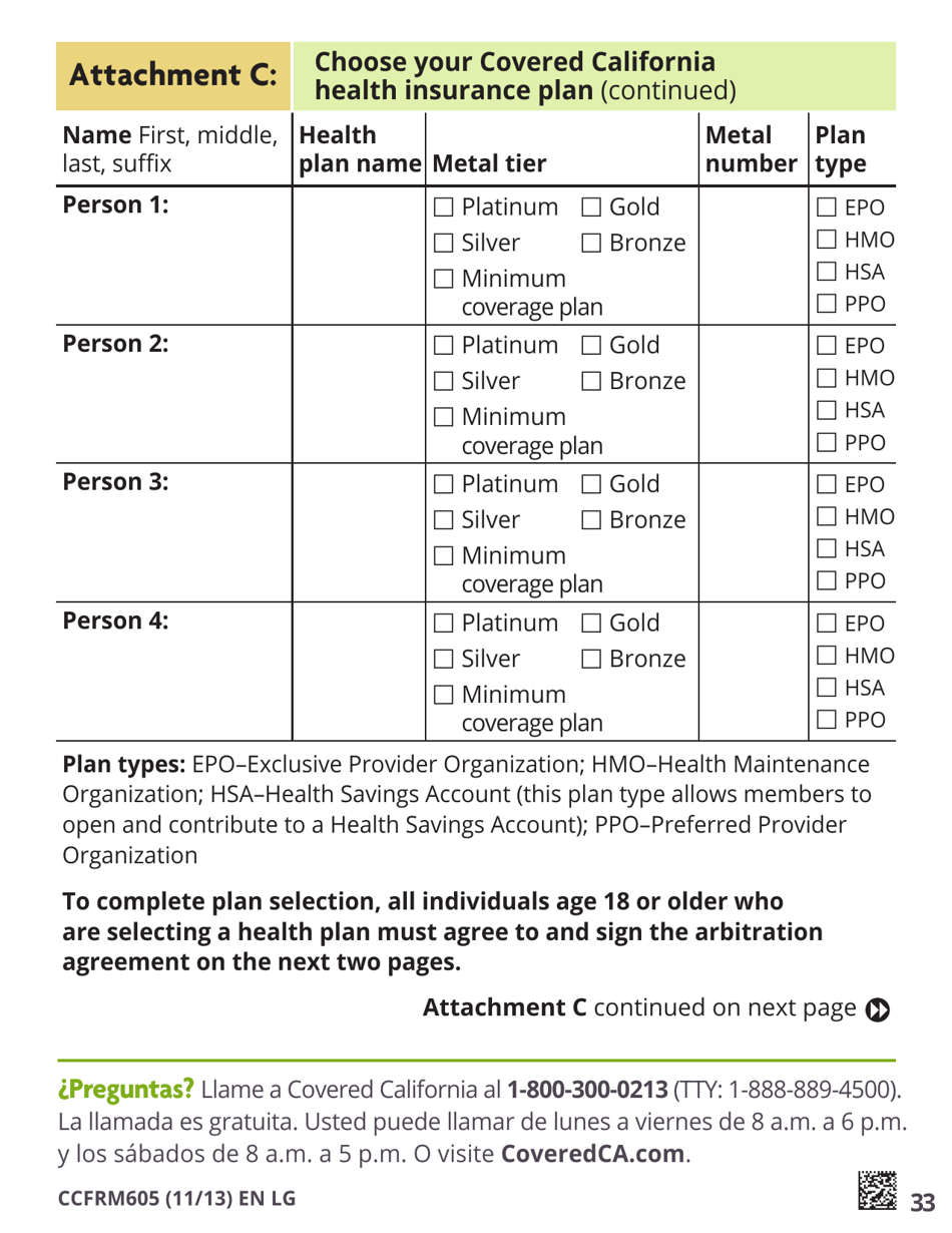 Form CCFRM605 Large Print Application for Private Health Insurance - California, Page 35