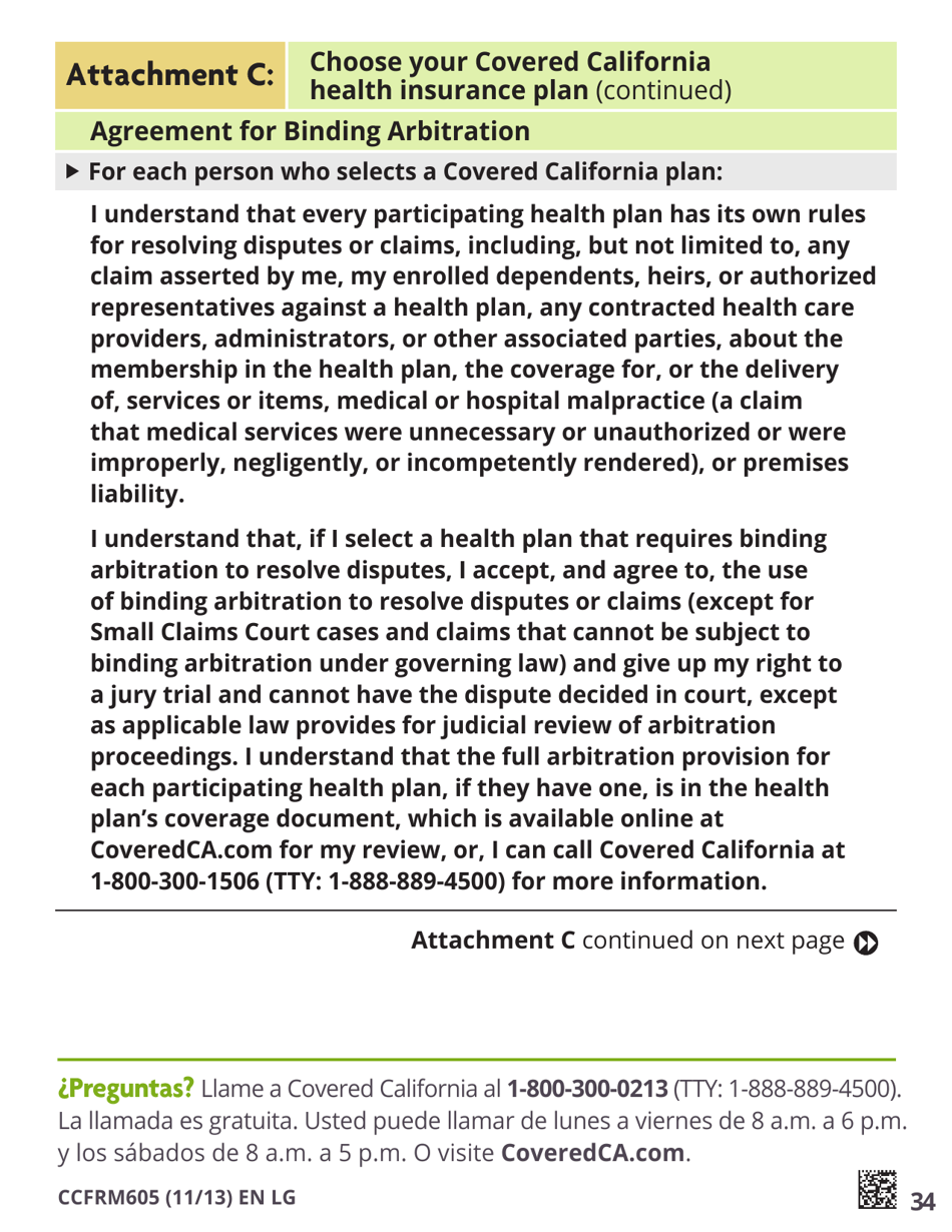 Form CCFRM605 Large Print Application for Private Health Insurance - California, Page 36