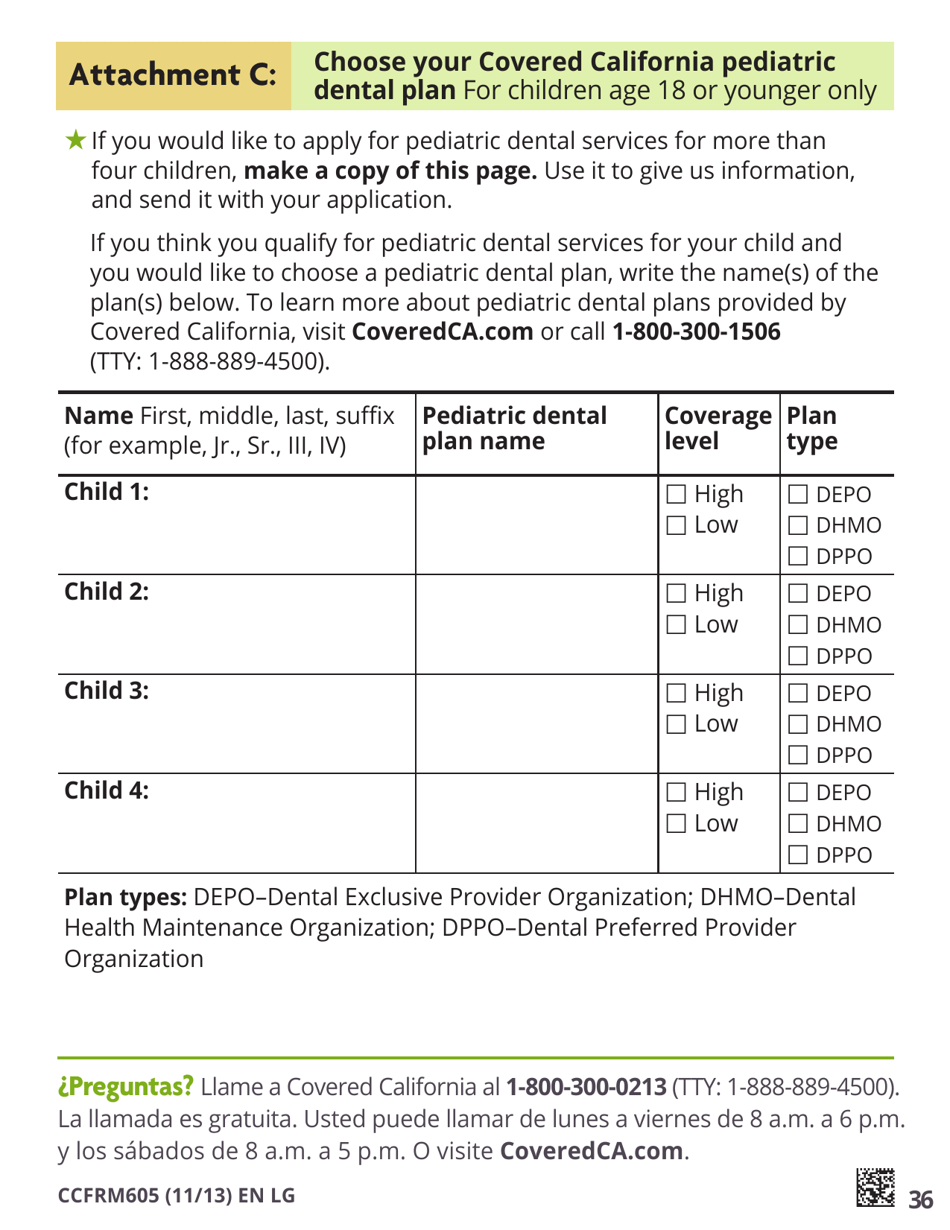 Form CCFRM605 Large Print Application for Private Health Insurance - California, Page 38