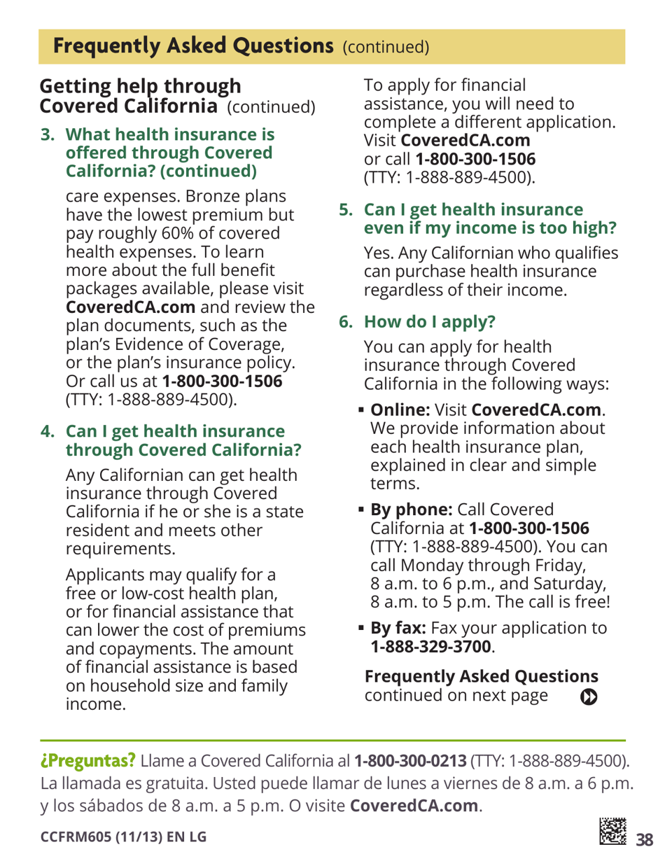 Form CCFRM605 Large Print Application for Private Health Insurance - California, Page 40