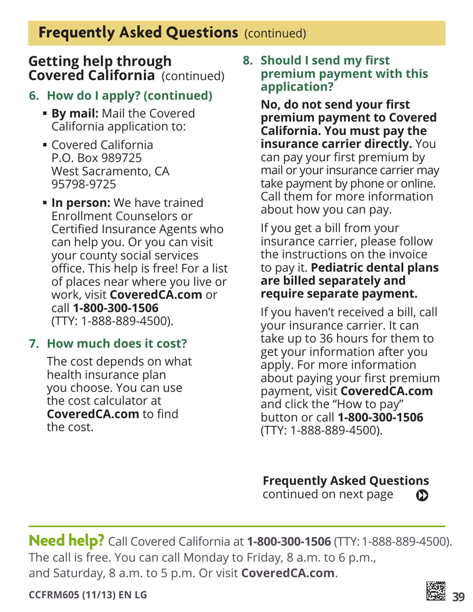 Form CCFRM605 Large Print Application for Private Health Insurance - California, Page 41