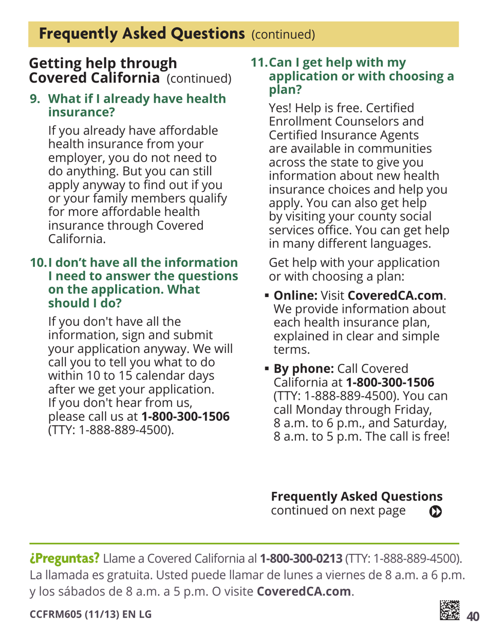 Form CCFRM605 Large Print Application for Private Health Insurance - California, Page 42