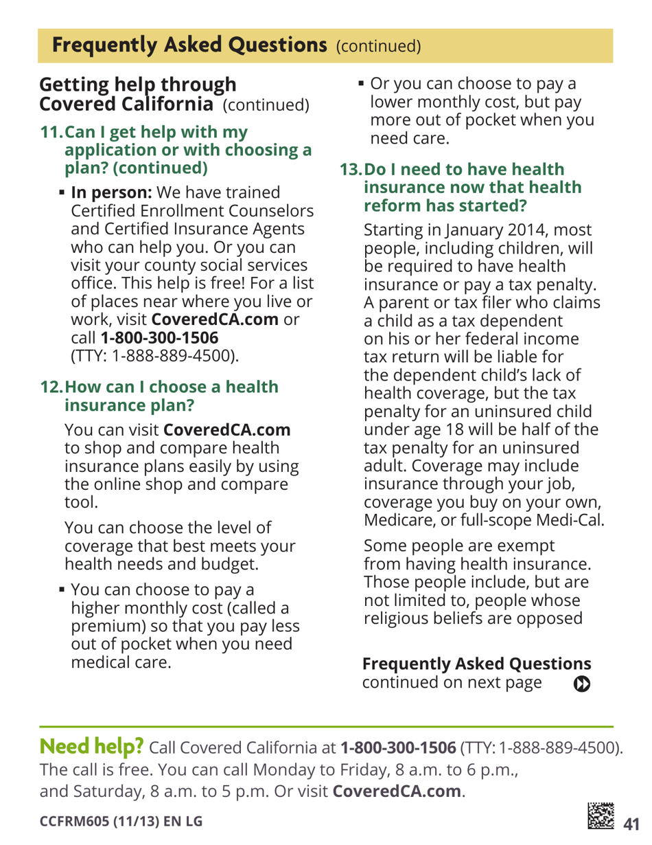 Form CCFRM605 Large Print Application for Private Health Insurance - California, Page 43