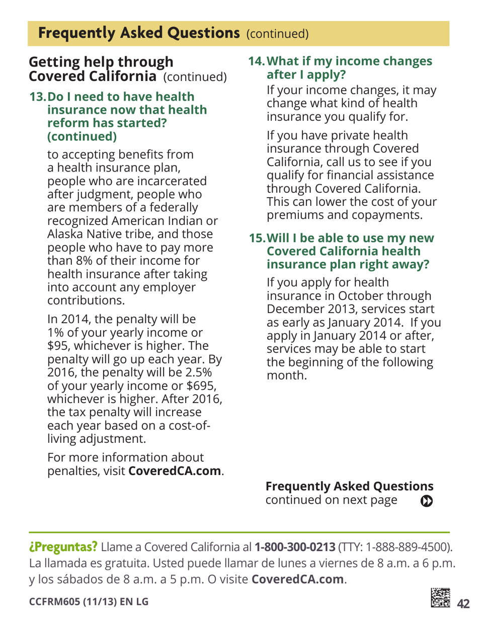 Form CCFRM605 Large Print Application for Private Health Insurance - California, Page 44