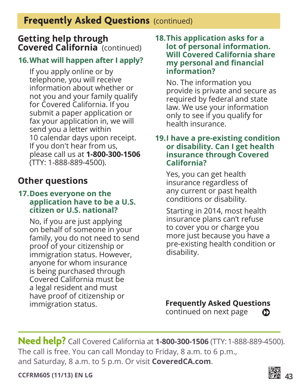 Form CCFRM605 Large Print Application for Private Health Insurance - California, Page 45