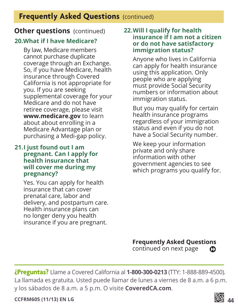Form CCFRM605 Large Print Application for Private Health Insurance - California, Page 46