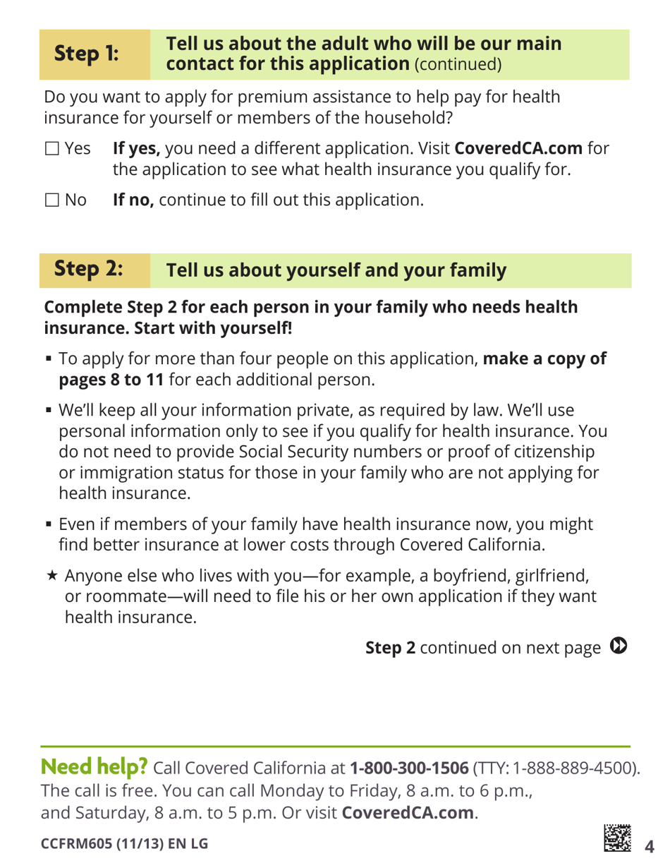 Form CCFRM605 Large Print Application for Private Health Insurance - California, Page 6