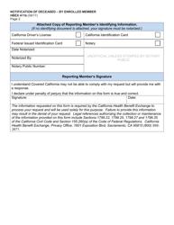 Form HBEX411B Notification of Deceased by an Enrolled Member - California, Page 2