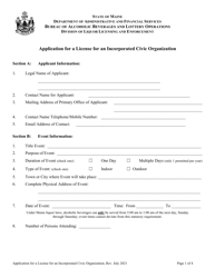 Application for a License for an Incorporated Civic Organization - Maine, Page 2