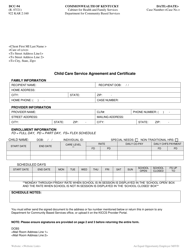 Document preview: Form DCC-94 Child Care Service Agreement and Certificate - Kentucky