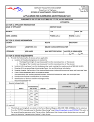 Form TC99-222 Application for Electronic Advertising Device - Kentucky