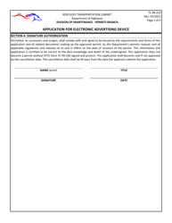 Form TC99-222 Application for Electronic Advertising Device - Kentucky, Page 2