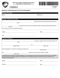 Form 2014 Rejection of Nonhazardous Part-Time Participation - Kentucky