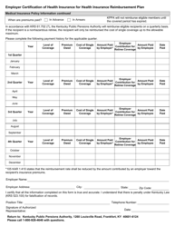 Form 6241 Employer Certification of Health Insurance for Health Insurance Reimbursement Plan - Kentucky, Page 2