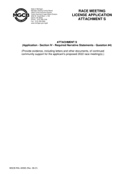 Document preview: Form MGCB-RAL-4059 Attachment S Application for Race Meet License - Michigan