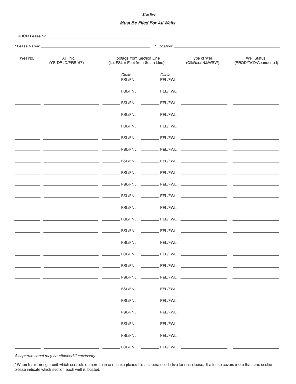 Form T-1 Request for Change of Operator Transfer of Injection or Surface Pit Permit - Kansas, Page 2