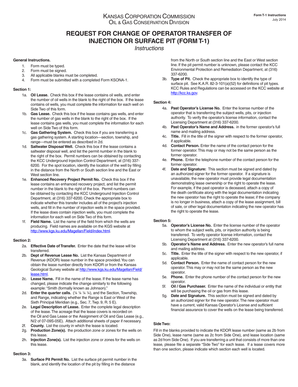 Form T-1 Request for Change of Operator Transfer of Injection or Surface Pit Permit - Kansas, Page 4