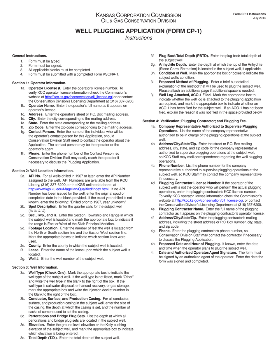 Form CP-1 Well Plugging Application - Kansas, Page 3