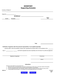 Document preview: Form RW1123 Inventory Supporting Schedule - Maryland